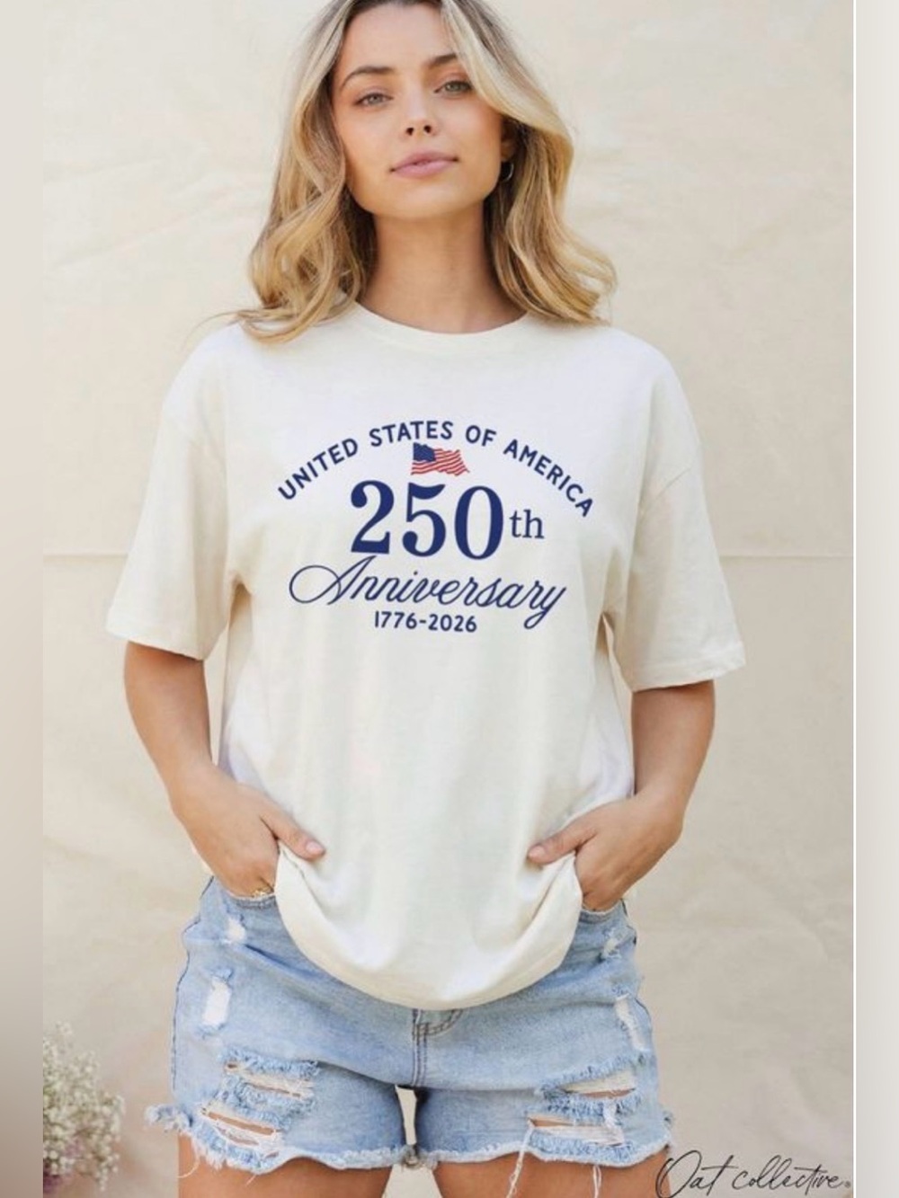 Oat Collective Cream 250th Anniversary Graphic Tee - Women